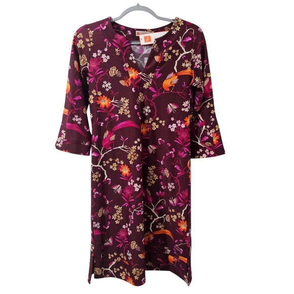 Jude Connally Megan Long Floral Menagerie Merlot Size Small - Picture 2 of 7
